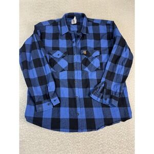 Big Bill Shirt Mens 2XL Blue Plaid Flannel Long Sleeve Button Up USA Workwear